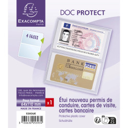 Etui de protection pour carte crédit ou carte de visite PVC lisse 20/100e