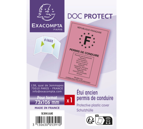 Etui de protection ancien modèle permis de conduire PVC lisse 20/100e