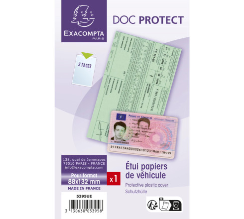 Etui de protection pour papiers voiture PVC lisse 20/100e
