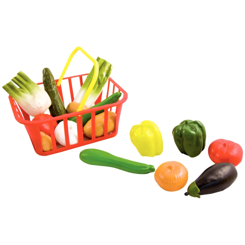 Panier de 15 légumes en plastique assortis, taille réelle