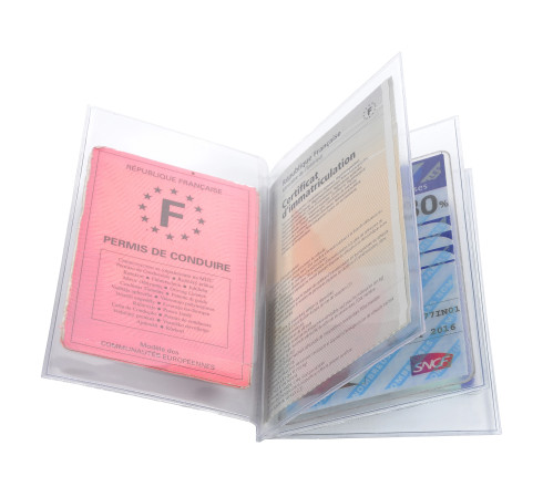 Etui de protection multi-cartes 4 volets PVC lisse 20/100e
