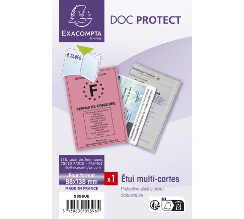 Etui de protection multi-cartes 4 volets PVC lisse 20/100e