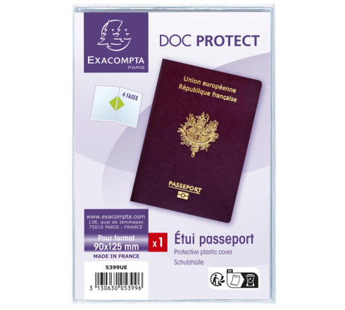 Etui de protection pour passeport 2 volets PVC lisse 20/100e