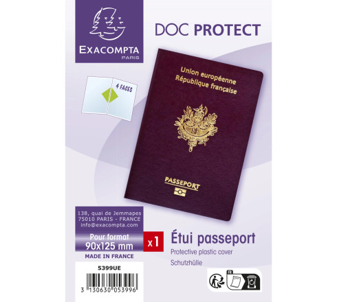 Etui de protection pour passeport 2 volets PVC lisse 20/100e