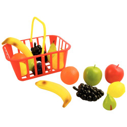 Panier de 15 fruits en plastique assortis, taille réelle