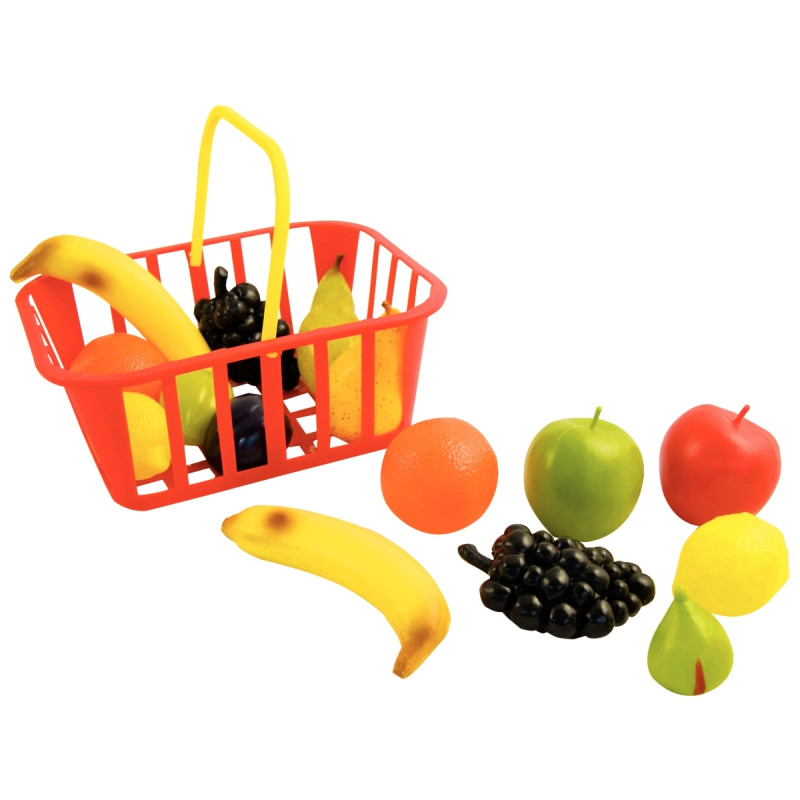 Panier de 15 fruits en plastique assortis, taille réelle