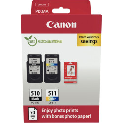 Canon 510 / 511 pack de 2 cartouches jet d'encre noire & couleurs auth
