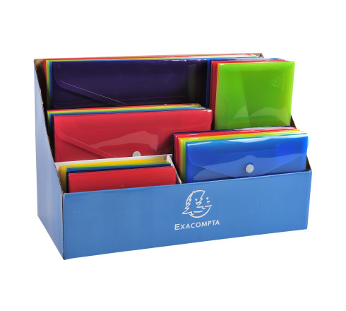 Présentoir de 60 pochettes pression Iderama polypropylène