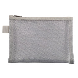 Pochette zip nylon argent