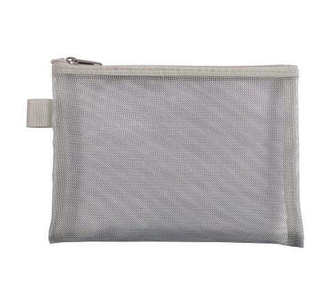 Pochette zip nylon argent