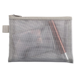 Pochette zip nylon argent