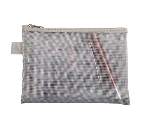 Pochette zip nylon argent