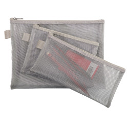 Pochette zip nylon argent