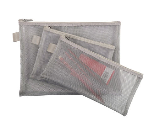 Pochette zip nylon argent