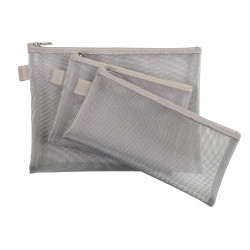 Pochette zip nylon argent