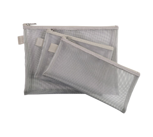 Pochette zip nylon argent