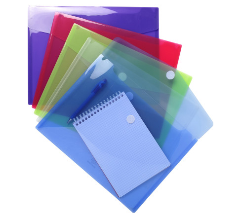 Sachet de 5 pochettes-enveloppes polypropylène - A4