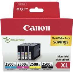 Canon 2500XL lot 4 cartouches encre NCMJ haute capacité authentique PG