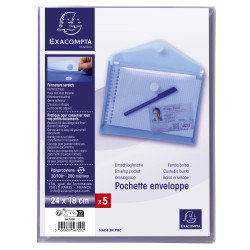 Sachet de 5 mini pochettes-enveloppes polypropylène - A5