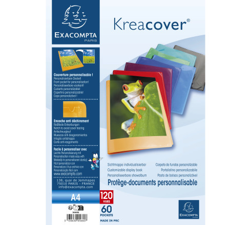 Protège-documents en polypropylène semi rigide Kreacover® Opaque 120 vues - A4