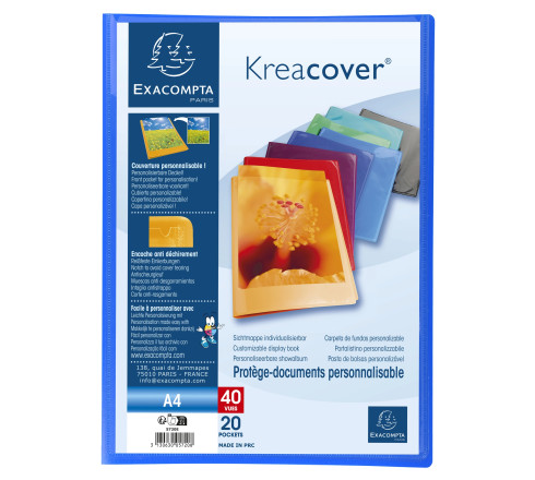 Protège-documents en polypropylène semi rigide Kreacover® Opaque 40 vues - A4