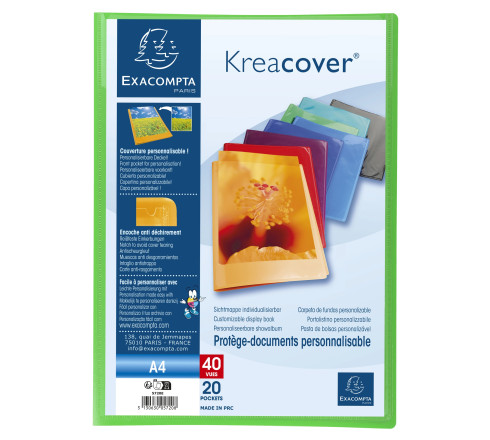 Protège-documents en polypropylène semi rigide Kreacover® Opaque 40 vues - A4