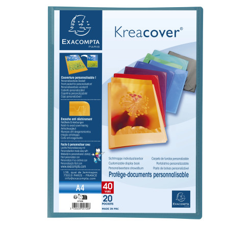 Protège-documents en polypropylène semi rigide Kreacover® Opaque 40 vues - A4