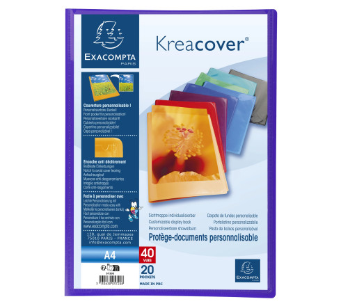 Protège-documents en polypropylène semi rigide Kreacover® Opaque 40 vues - A4