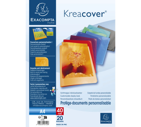 Protège-documents en polypropylène semi rigide Kreacover® Opaque 40 vues - A4