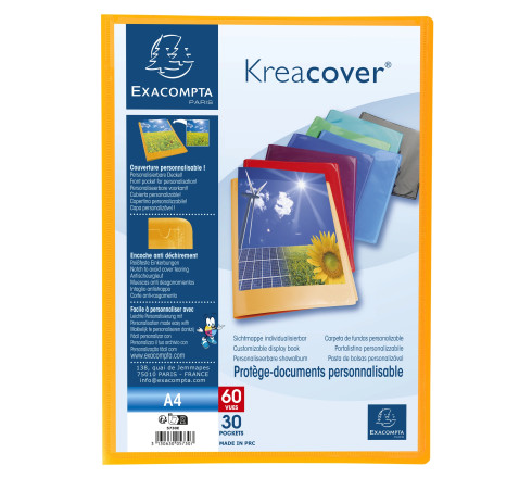 Protège-documents en polypropylène semi rigide Kreacover® Opaque 60 vues - A4