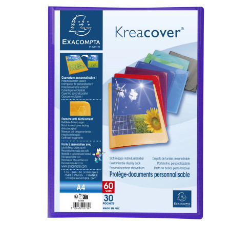 Protège-documents en polypropylène semi rigide Kreacover® Opaque 60 vues - A4