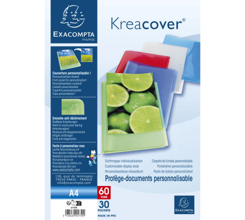 Protège-documents en polypropylène semi rigide Kreacover® Chromaline 60 vues - A4