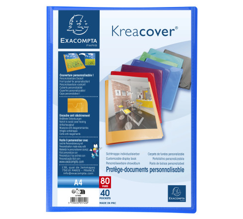 Protège-documents en polypropylène semi rigide Kreacover® Opaque 80 vues - A4