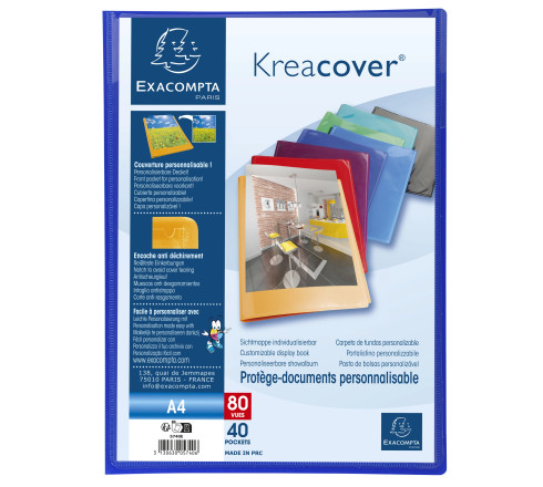 Protège-documents en polypropylène semi rigide Kreacover® Opaque 80 vues - A4