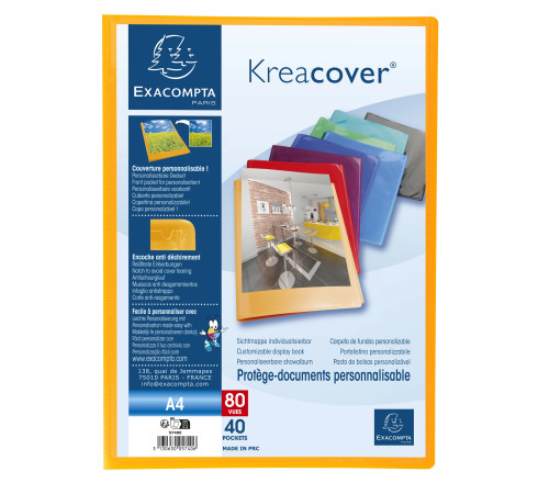 Protège-documents en polypropylène semi rigide Kreacover® Opaque 80 vues - A4