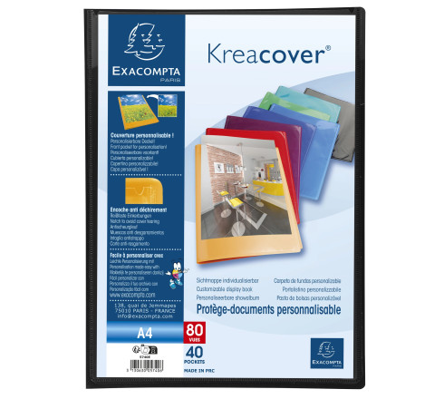 Protège-documents en polypropylène semi rigide Kreacover® Opaque 80 vues - A4