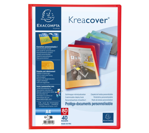 Protège-documents en polypropylène semi rigide Kreacover® Opaque 80 vues - A4