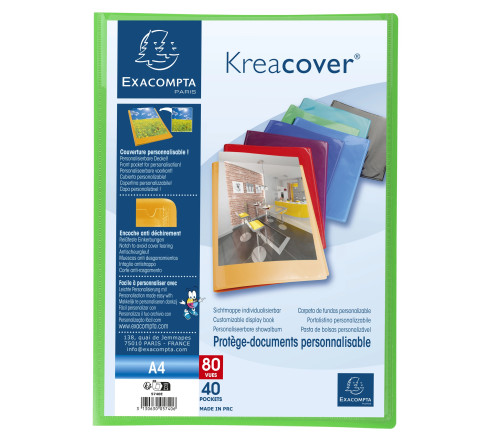 Protège-documents en polypropylène semi rigide Kreacover® Opaque 80 vues - A4