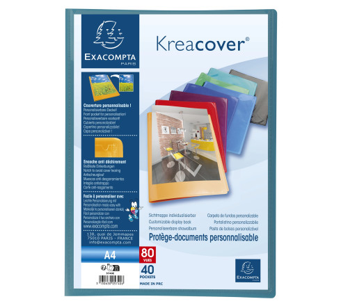 Protège-documents en polypropylène semi rigide Kreacover® Opaque 80 vues - A4