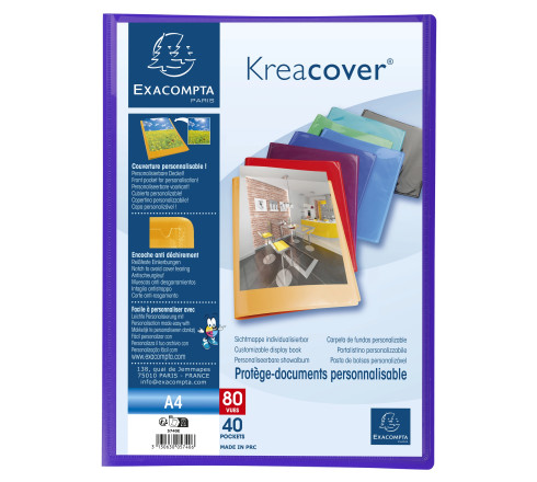 Protège-documents en polypropylène semi rigide Kreacover® Opaque 80 vues - A4