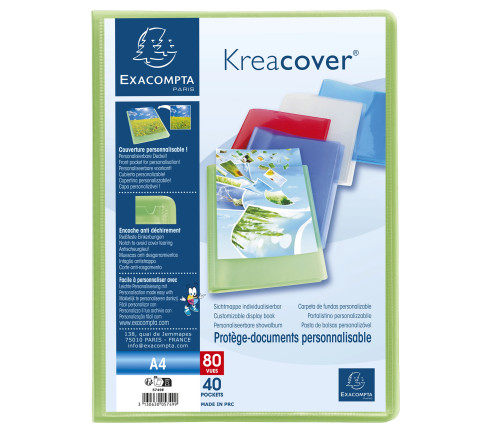 Protège-documents en polypropylène semi rigide Kreacover® Chromaline 80 vues - A4