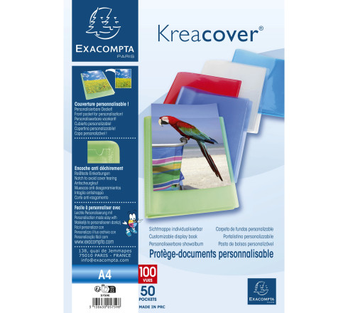 Protège-documents en polypropylène semi rigide Kreacover® Chromaline 100 vues - A4