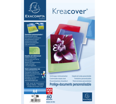 Protège-documents en polypropylène semi rigide Kreacover® Chromaline 120 vues - A4