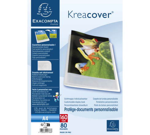 Protège-documents en polypropylène semi rigide Kreacover Chromaline 160 vues - A4
