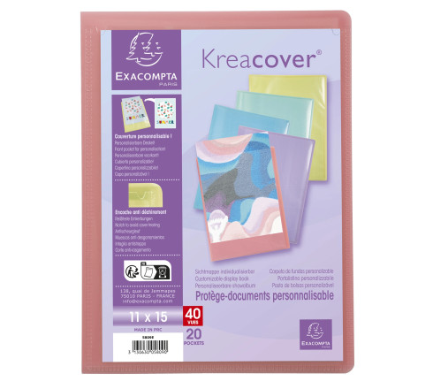 Protège-documents 11x15cm en polypropylène Kreacover Pastel 40 vues