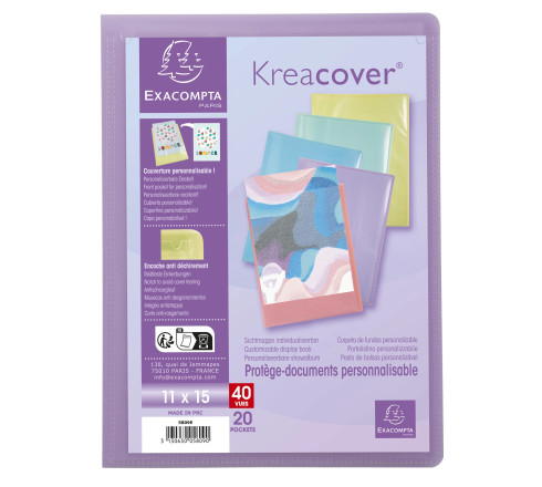 Protège-documents 11x15cm en polypropylène Kreacover Pastel 40 vues