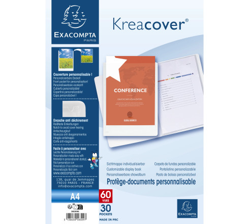 Protège-documents en polypropylène rigide Kreacover® 60 vues - A4