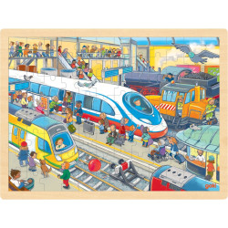 Lot de 4 puzzles à cadre en bois 96 pièces, thèmes divers (lot n°3)