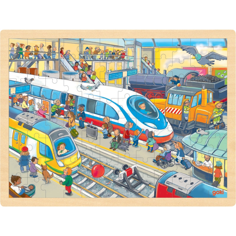Lot de 4 puzzles à cadre en bois 96 pièces, thèmes divers (lot n°3)