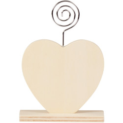 Lot de 6 porte-photos coeur en bois